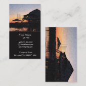 zonsondergang door de waterfront van het meer met  visitekaartje (Voorkant / Achterkant)