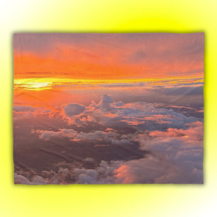 Zonsondergang door de Wolken Sinaasappel & Geel Fleece Deken