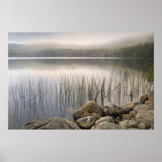 Zonsondergang door mist over Upper Hadlock Pond Poster (Voorkant)