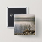 Zonsondergang door mist over Upper Hadlock Pond Vierkante Button 5,1 Cm (Voorkant /achterkant)