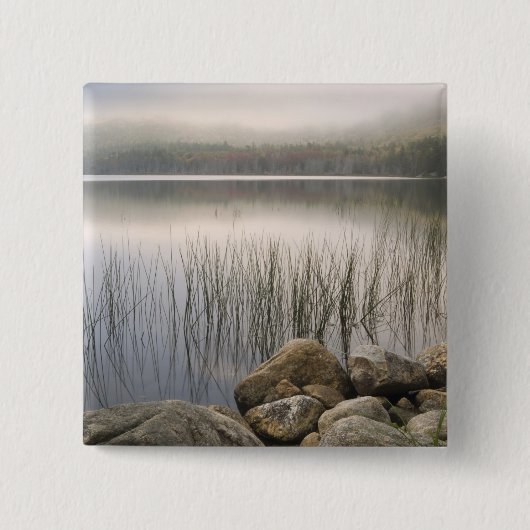 Zonsondergang door mist over Upper Hadlock Pond Vierkante Button 5,1 Cm (Voorkant)