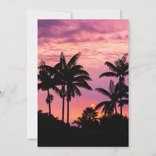 Zonsondergang door palmbomen bedankkaart (Voorkant)