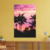 Zonsondergang door palmbomen canvas afdruk (Insitu (Woonkamer))