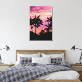 Zonsondergang door palmbomen canvas afdruk (Insitu (Slaapkamer))