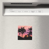 Zonsondergang door palmbomen magneet (Insitu (Vaatwasser))