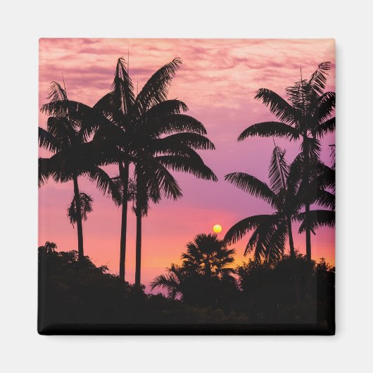 Zonsondergang door palmbomen magneet (Voorkant)