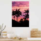 Zonsondergang door palmbomen poster (Keuken)