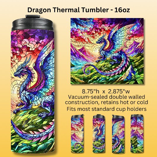 zonsondergang Dragon 16oz Thermosbeker