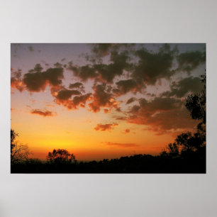 Zonsondergang Drijvende Wolken Poster