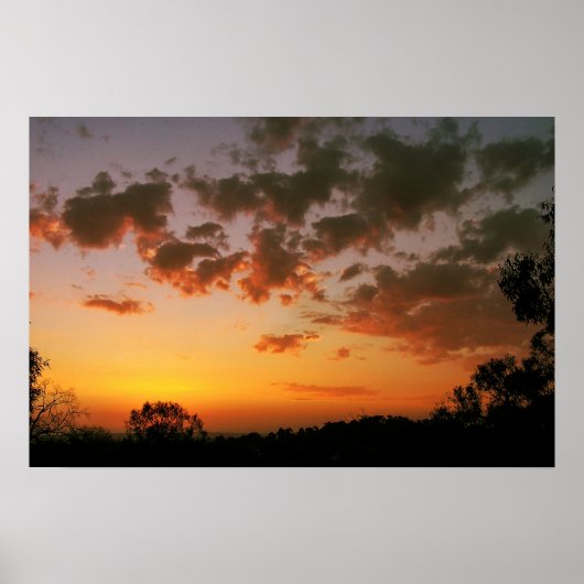 Zonsondergang Drijvende Wolken Poster (Voorkant)