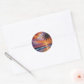 Zonsondergang Dromen Tropisch strand Ronde Sticker (Envelop)