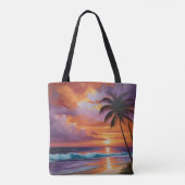 Zonsondergang Dromen Tropisch strand Tote Bag (Achterkant)