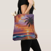 Zonsondergang Dromen Tropisch strand Tote Bag (Dichtbij)