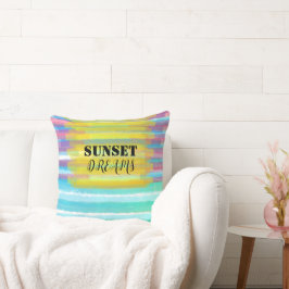 Zonsondergang Dromen Turquoise Waterverf Strepen Kussen