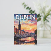Zonsondergang Dublin Ierland Reizen Briefkaart (Staand voorkant)