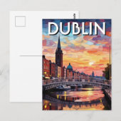 Zonsondergang Dublin Ierland Reizen Briefkaart (Voorkant / Achterkant)