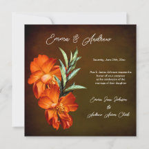 Zonsondergang Eclectische Bloemen Bruiloft Uitnodi