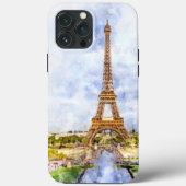 Zonsondergang Eiffeltoren Parijs Franse Aquarel Case-Mate iPhone Case (Achterkant)