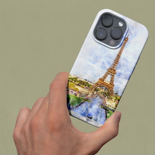 Zonsondergang Eiffeltoren Parijs Franse Aquarel Case-Mate iPhone Case