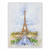 Zonsondergang Eiffeltoren Parijs Franse Aquarel Sticker (Voorkant)