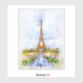 Zonsondergang Eiffeltoren Parijs Franse Aquarel Sticker (Vel)