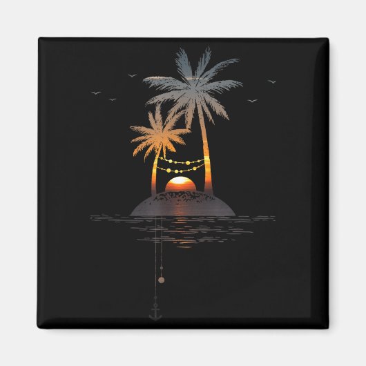 Zonsondergang Eiland Gloed Vakantie Stemming Magneet (Voorkant)