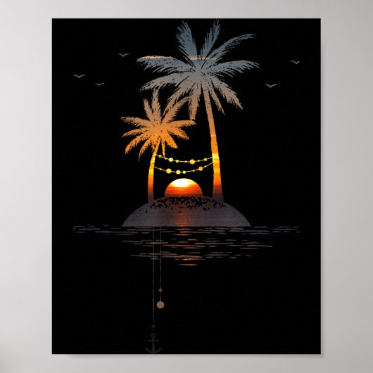 Zonsondergang eiland gloed vakantie stemming poster (Voorkant)