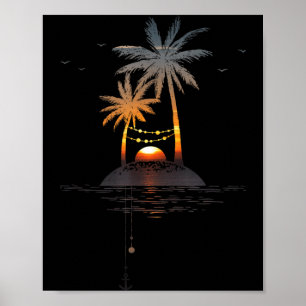 Zonsondergang Eiland Gloed Vakantie Stemming Poster