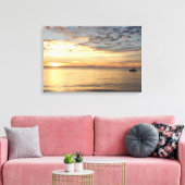 Zonsondergang en boot oceaan omwikkelde canvas kun afdruk (Insitu (Woonkamer))