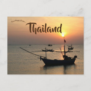 Zonsondergang en boten in Thailand Briefkaart