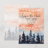 Zonsondergang en Dennenbos Platte Save The Date Ka (Voorkant / Achterkant)