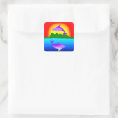 Zonsondergang en Dolfijnen ipad case Vierkante Sticker (Tas)