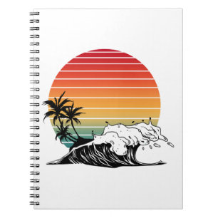Zonsondergang en golf notitieboek