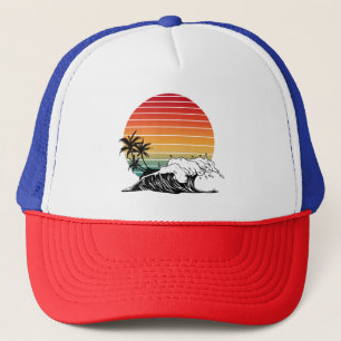 Zonsondergang en golf trucker pet