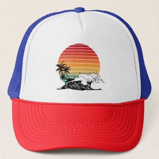 Zonsondergang en golf trucker pet (Voorkant)