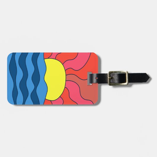 Zonsondergang en golven bagagelabel (Voorkant horizontaal)