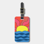 Zonsondergang en golven bagagelabel (Voorkant verticaal)