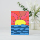 Zonsondergang en golven briefkaart (Staand voorkant)