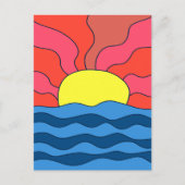 Zonsondergang en golven briefkaart (Voorkant)