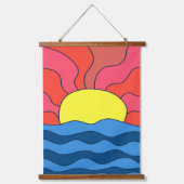 Zonsondergang en golven hangend wandkleed (Voorkant)