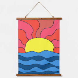 Zonsondergang en golven hangend wandkleed