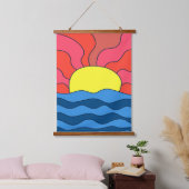 Zonsondergang en golven hangend wandkleed (Slaapkamer)