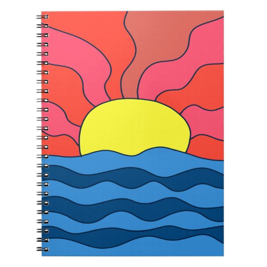 Zonsondergang en golven notitieboek (Voorkant)