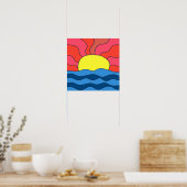 Zonsondergang en golven poster (Keuken)