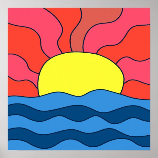 Zonsondergang en golven poster (Voorkant)