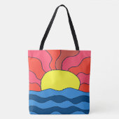 Zonsondergang en golven tote bag (Voorkant)