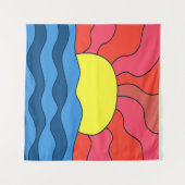 Zonsondergang en golven wandkleed (Voorkant (horizontaal))