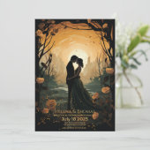 Zonsondergang en gouden rozen kaart (Staand voorkant)