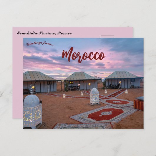 Zonsondergang en huizen in de provincie Errachidia Briefkaart (Voorkant / Achterkant)