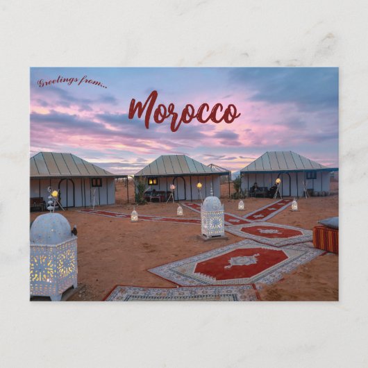 Zonsondergang en huizen in de provincie Errachidia Briefkaart (Voorkant)